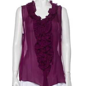 Oscar De La Renta Silk Blouse - Purple